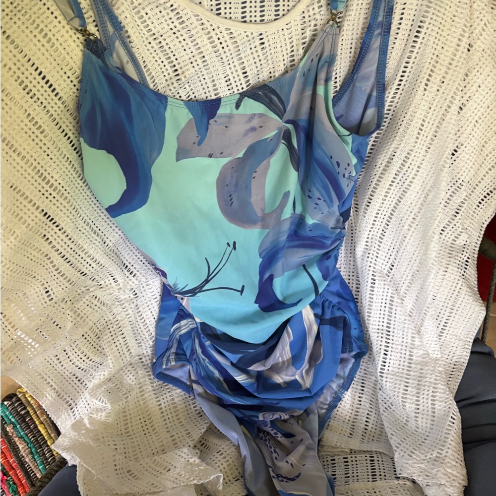 Blue Women’s One Piece Swimsuit & Coverup